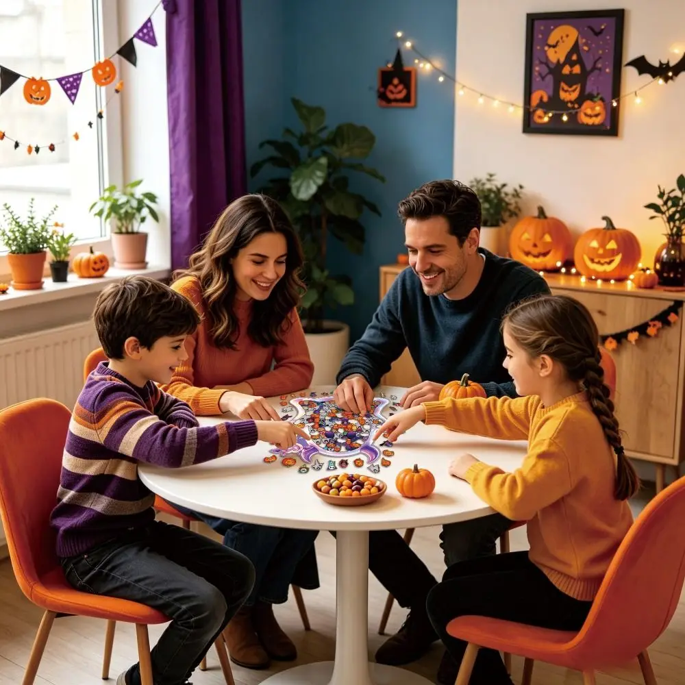 127-piece Morandi-colored Ghost-shaped Puzzle Halloween Theme DIY Cute Ghost-shaped Jigsaw Puzzle Macaron Color Cut Ghost Pieces