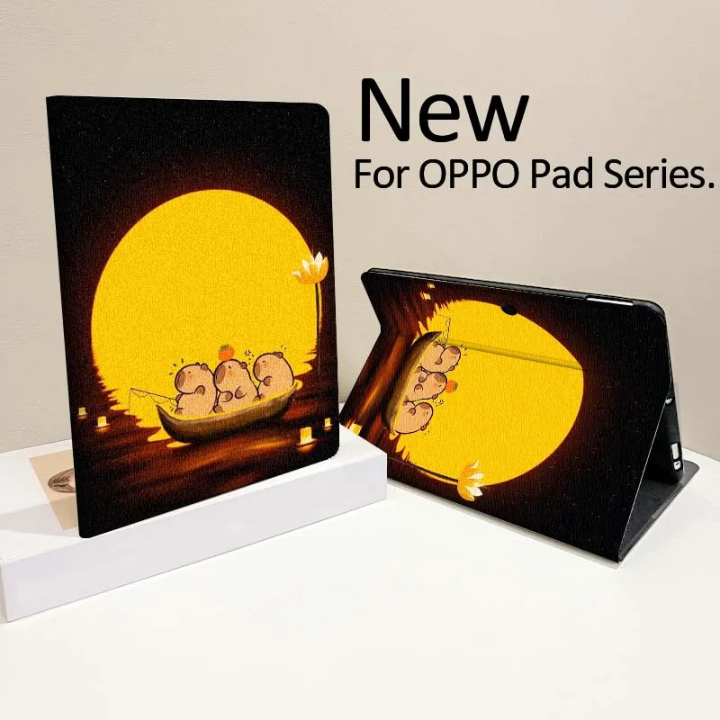 capivara-arte-bonito-dos-desenhos-animados-para-oppo-pad-x-se-4-3-11-132-1161-114-1036-pro-2-air2-2025-padrao-de-seda-macio-tablet-caso