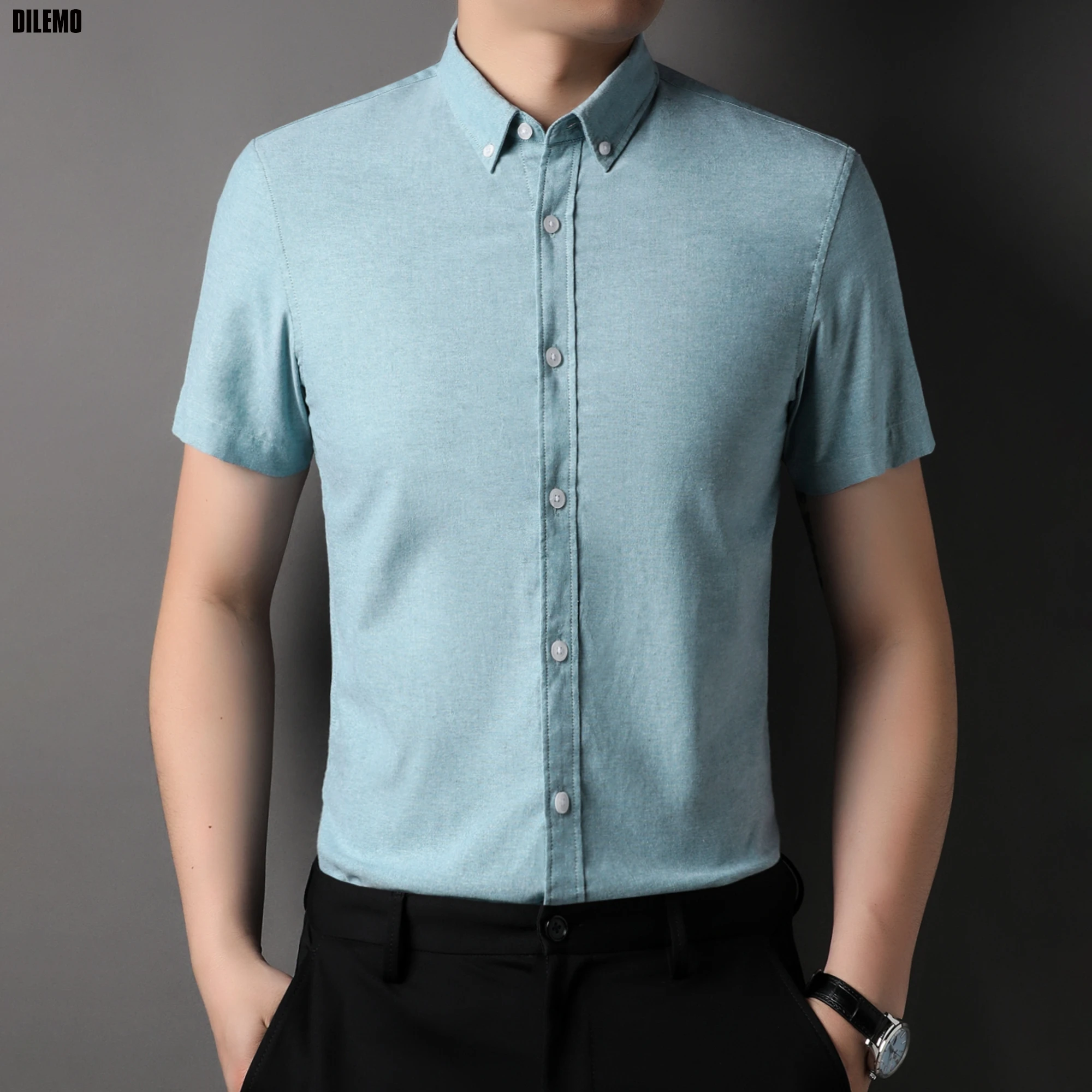 Top Grade Oxford New Summer Brand Slim Fit Shirt Trending Short Sleeve Breathable Classic Casual Fashion Mens Clothes 2025