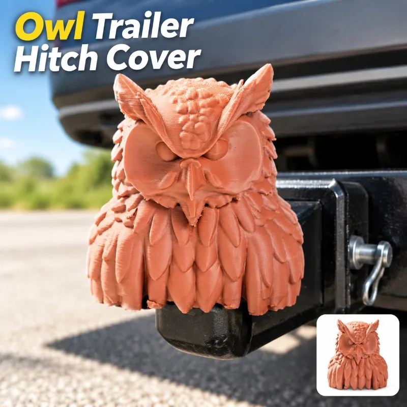3D Printed Owl Trailer Hitch Ball Cover Cap, Universal Decorative Towing Hook Protector, Dustproof Trailer Coupling Cap for Car