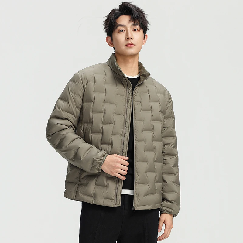 

Стеганая куртка мужская в корейском стиле с воротником-стойкой, повседневное пригородное ветрозащитное теплое легкое пальто для осенне-зимней верхней одежды