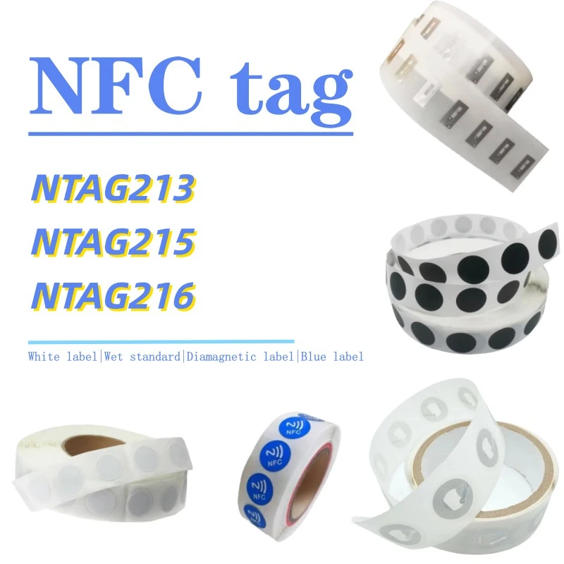 مجموعة مكونة من 10 قطع من ملصقات الملصقات Ntag213، Ntag215، Ntag216 NFC، Ntag 213، 215، 216 RFID، ملصقات لاصقة مناسبة لهواتف NFC