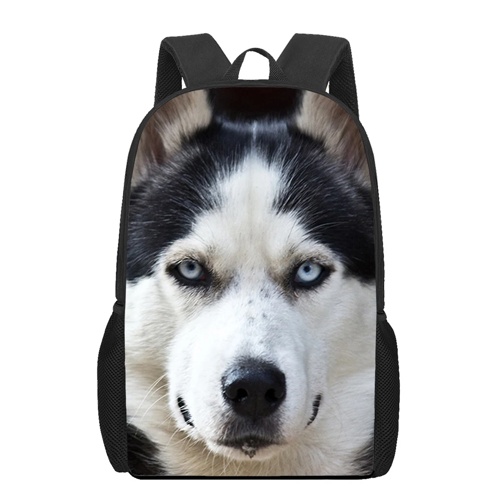 Husky Hond Grappig Cool 3d Print Schoolrugzak Voor Jongens Meisjes Tienerkinderen Boekentas Casual Schoudertassen 16 Inch Schooltas