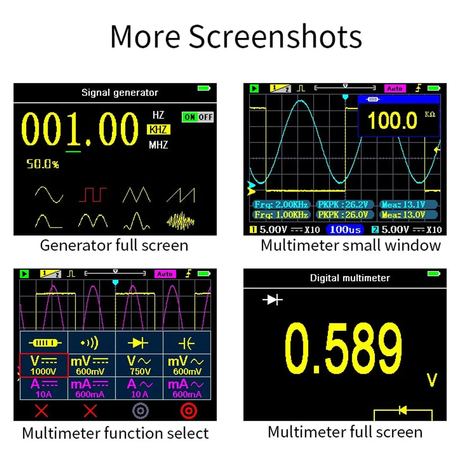 2-Channel 120MHz Bandwidth Oscilloscope - High Accuracy, 25/s, 3.2in Display, Multi-Mode for testing Tool