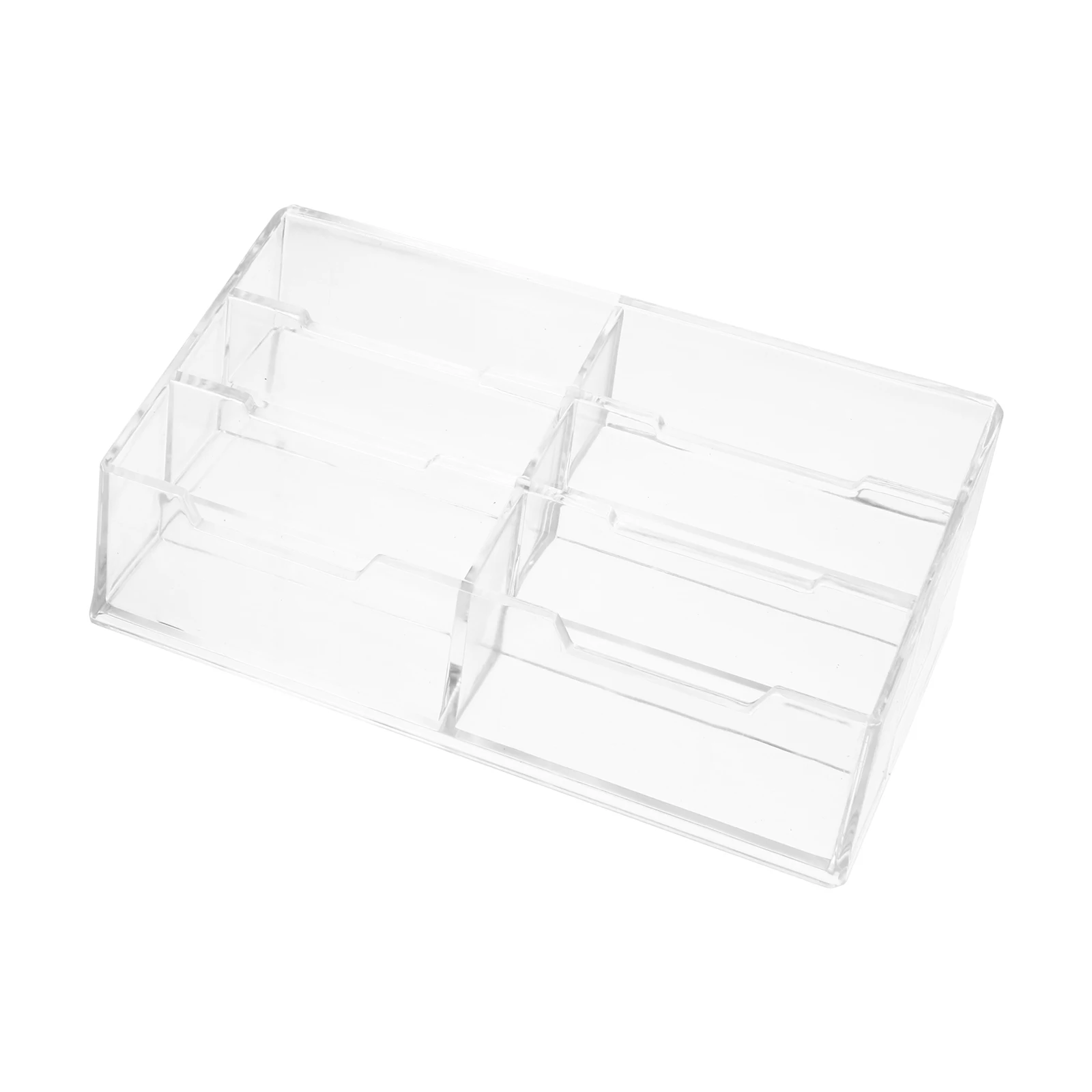 

1 pc Simple Transparent Acrylic Storage Box 6 Grids Household Tea Bag Pen Pencil Name Cards Holder Multipurpose Container Case