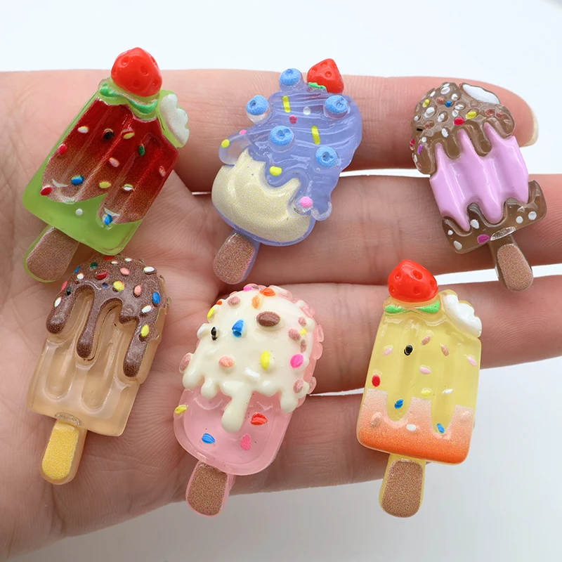 6Pcs Cute Colorful Chocolate Fruit Cake Ice Cream Resin Fridge Magnets Magnetic Push Pin for Refrigerator Whiteboard Home Decor