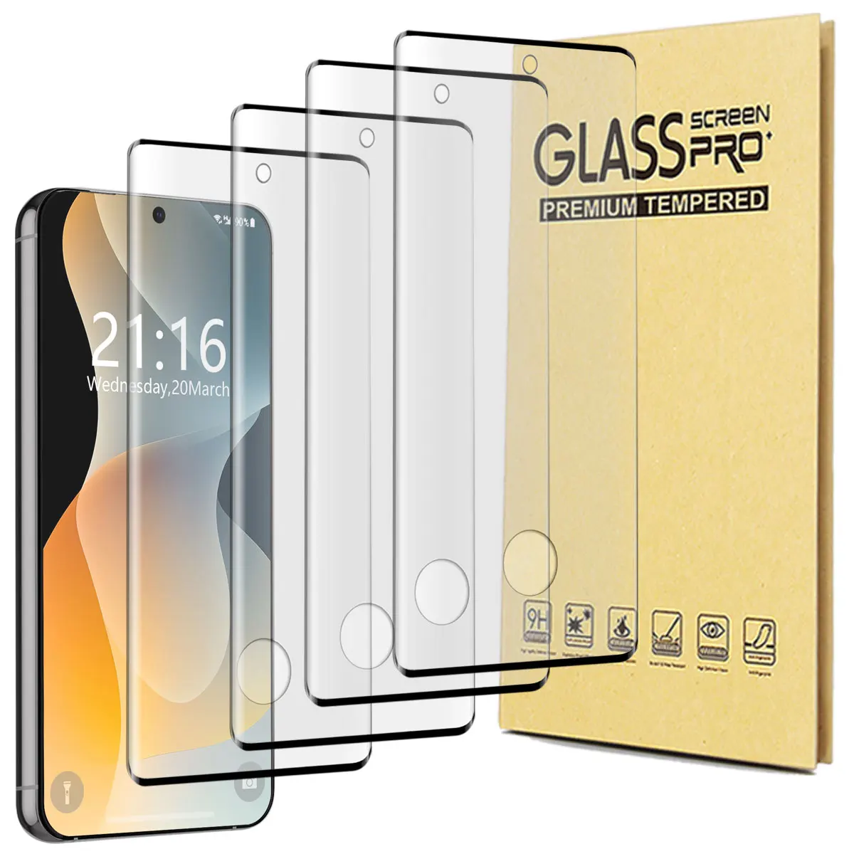 

4-Pack For Samsung Galaxy S23/S23 Plus/S23+/S23 FE/S23 Ultra 5G Case Friendly Full Coverage Clear Tempered Glass Protectors