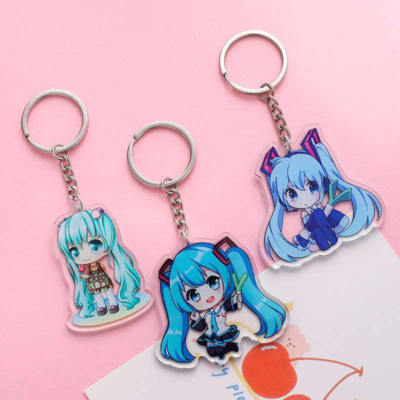 

Kawaii Hatsune Miku Cartoon Acrylic Backpack Pendant Anime Exquisite Decoration Key Chain Cute Holiday Gifts for Boys and Girls