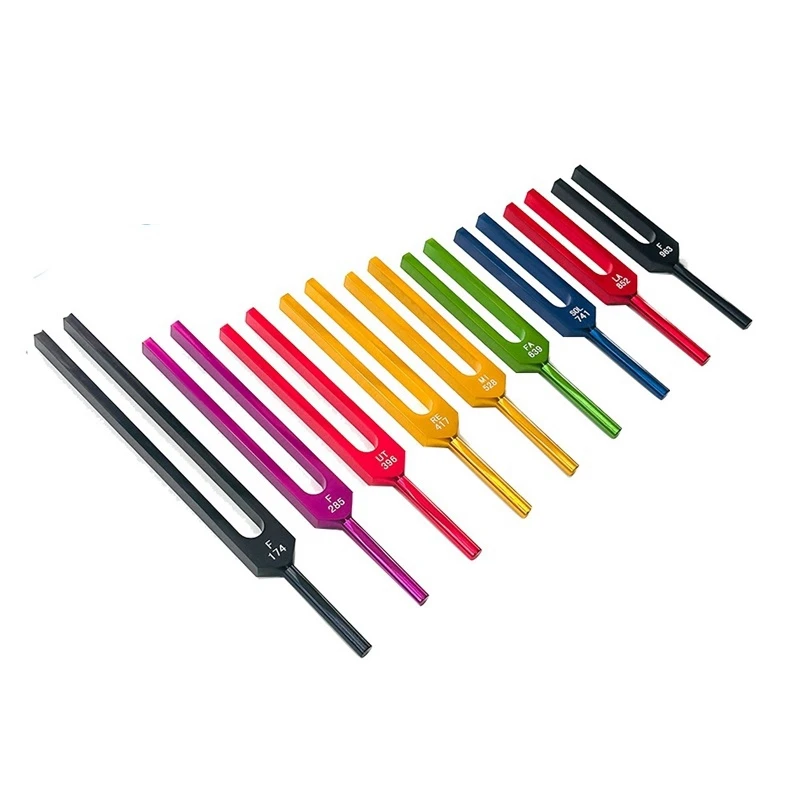 9 Piece Colorful Solfeggio Aluminum Alloy Tuning Forks Therapy Tuning Forks Speech Therapy