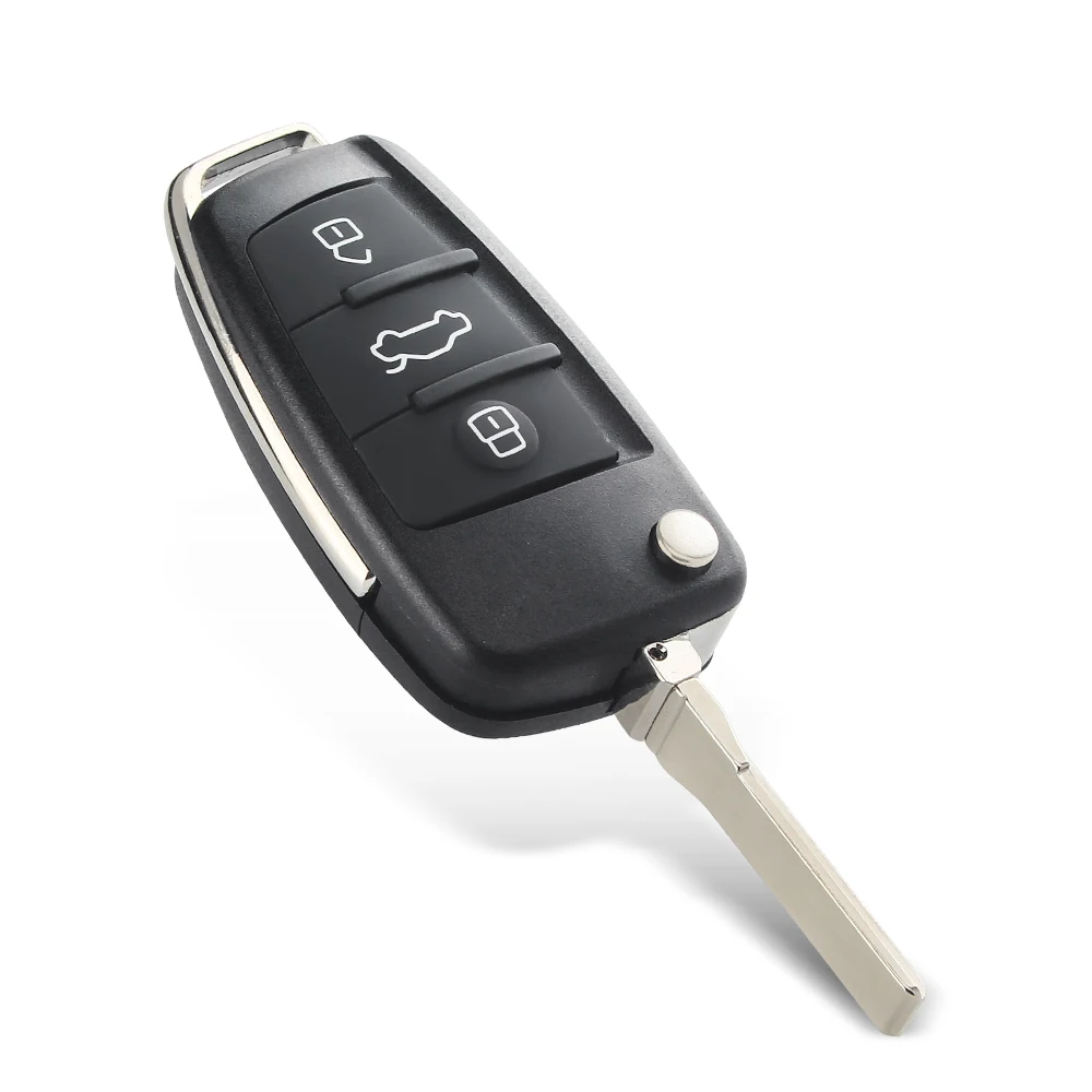 Keyyou-capa de chave para carro, dobrável, com 3 botões, para audi a2, a3, a4, a6, a6l, a8, tt