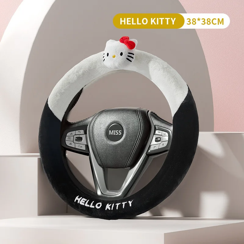 Sanrio Steering Wheel Cover Plush Kawaii My Melody Genuine Cartoon Winter Warm Anti-Slip Cute Car Decoration Accessories Gift view 6