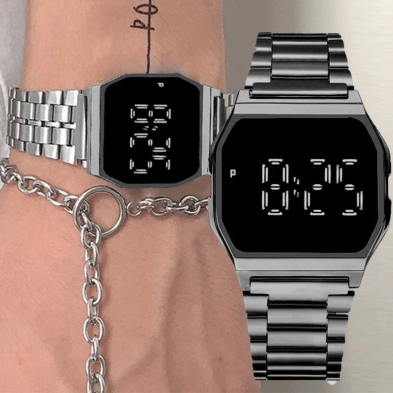 Pulsera Digital cuadrada clásica para hombre, reloj deportivo electrónico multifunción de aleación, LED, 2022