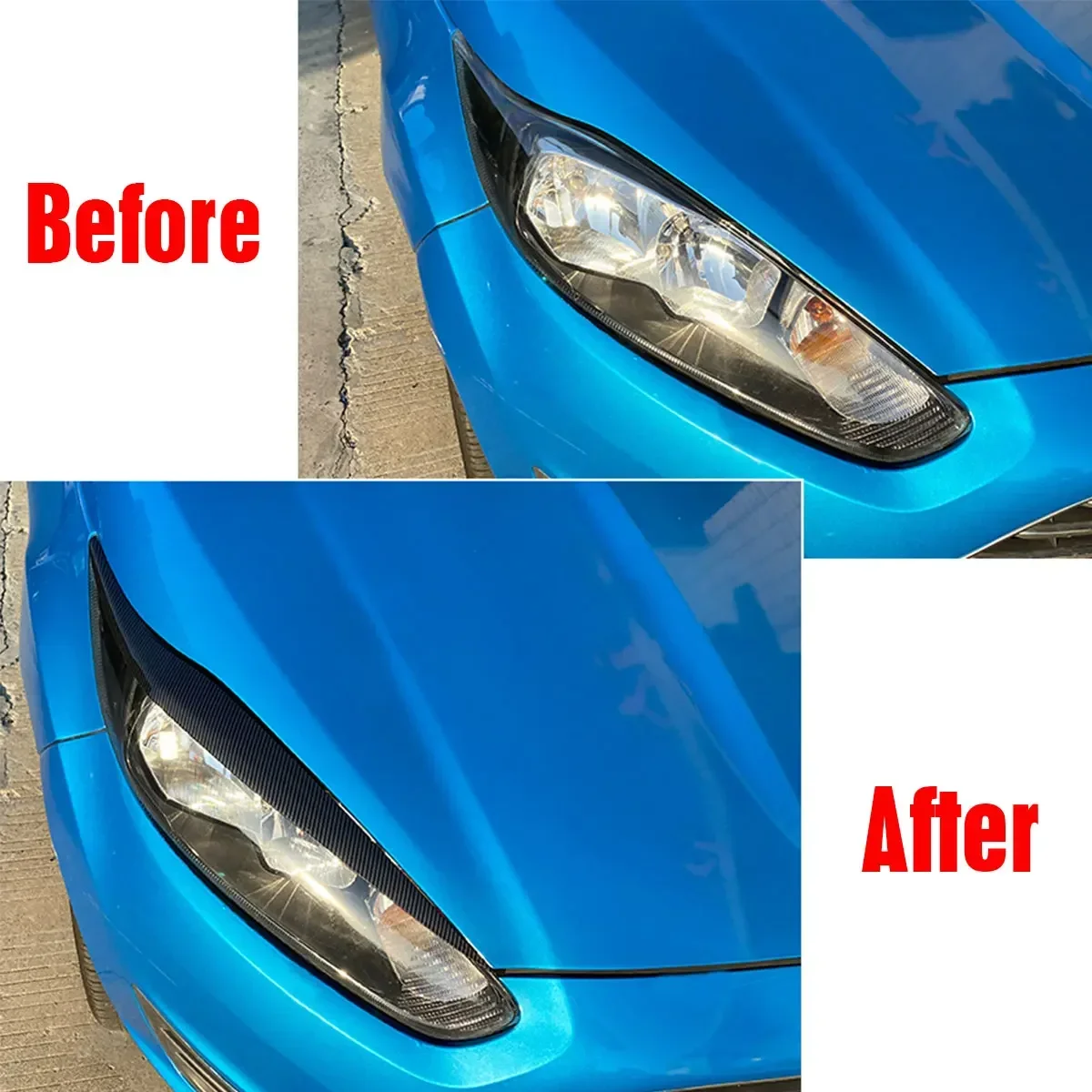 2pcs/set Headlight Eyebrows Cover Trim Head Light Lamps Eyelids Sticker For Ford Fiesta MK7 MK7.5 2012-2017 Car Accessories