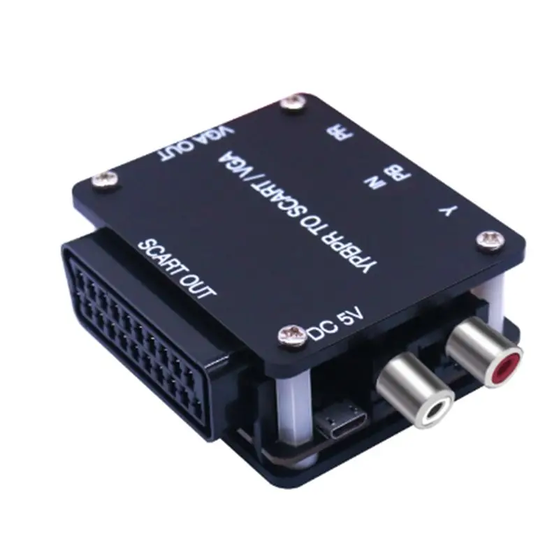 AS95 YUV to RGBS YPBPR to SCART VGA Component Converter, for Game Console Set-top Box, Supports 480i-1080p, USB 5V Input