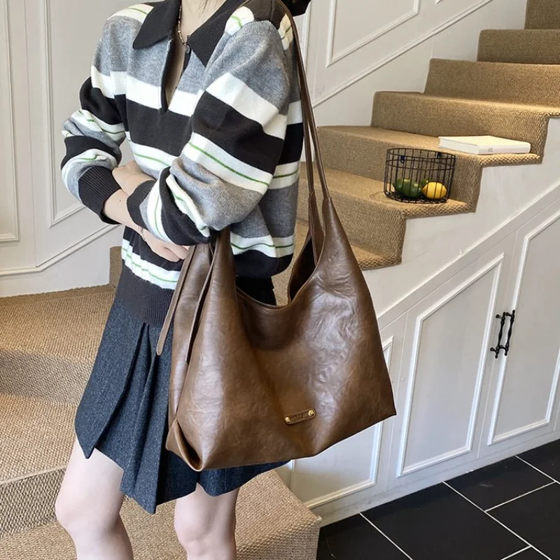 

Women's Vintage Soft Leather Hobo Shoulder Bag, for Daily Office, Streetwear, Weekend Travel, Shopping & Errands Handbags