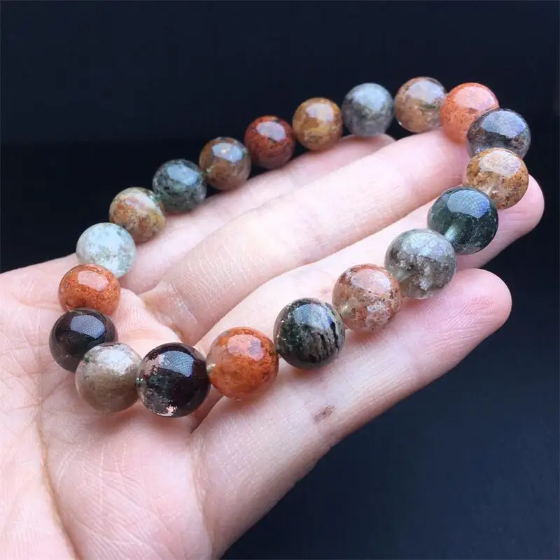 

10MM Natural Colored Garden Quartz Bracelet Fashion Reiki Gemstone Round Beads Jewelry Couple Holiday Gift 1PCS
