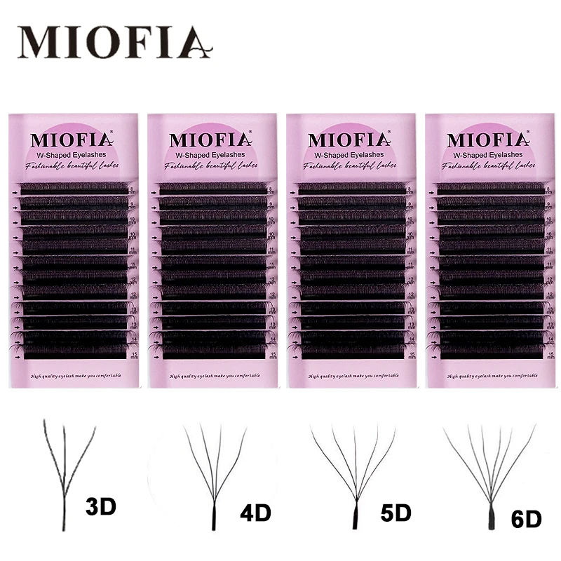 

MIOFIA 12 Rows High Quality Mink Eyelash 3D 4D 5D 6D Pre-made False Eyelash W Shape Natural Soft Individual Lashes Extension