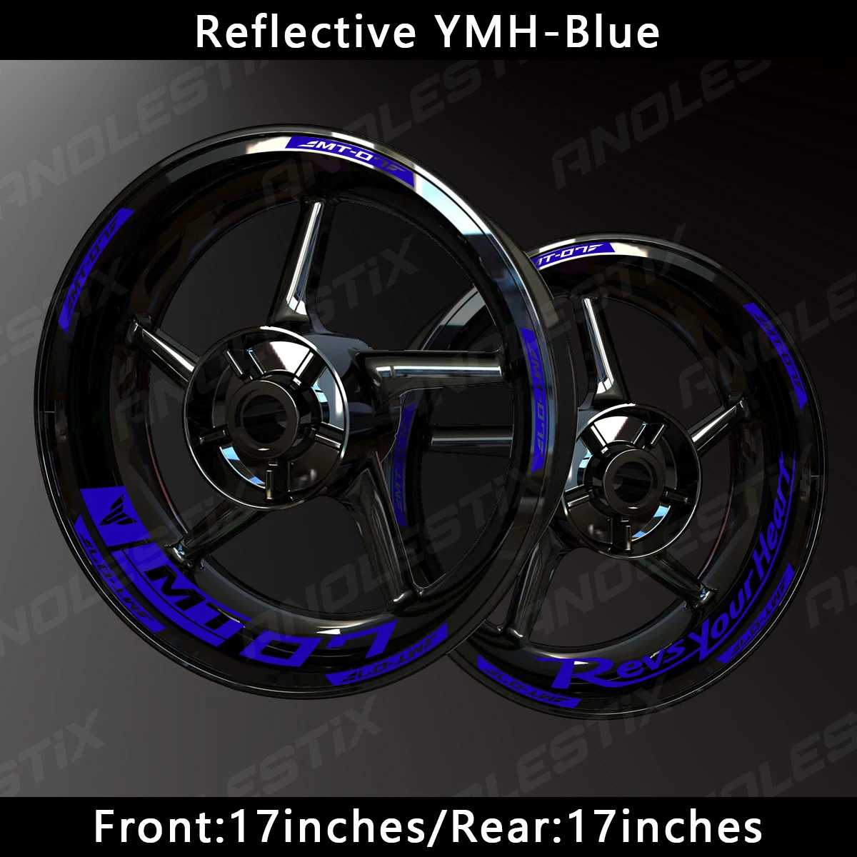 AnoleStix Reflective Motorcycle Wheel Sticker Hub Decal Rim Stripe Tape For YAMAHA MT-07 MT07