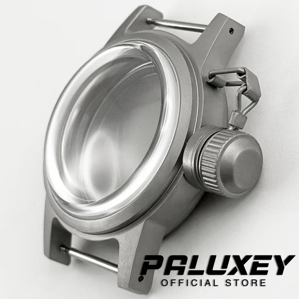 NH35 Estilo Vintage 36mm jateado de arena inoxidable Frogman caja de reloj de buceo cristal de zafiro arqueado adecuado para movimiento NH34 NH35 NH36