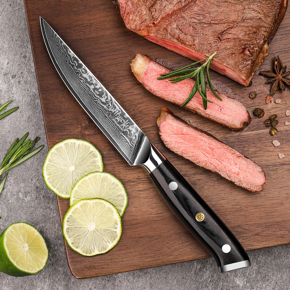 Sunnecko Utility Steak Knives 1-8PCS/Set Damascus Steel Chef\'s Table Meat Cutting Knife Sharp Tableware Kitchen Slicing Tools