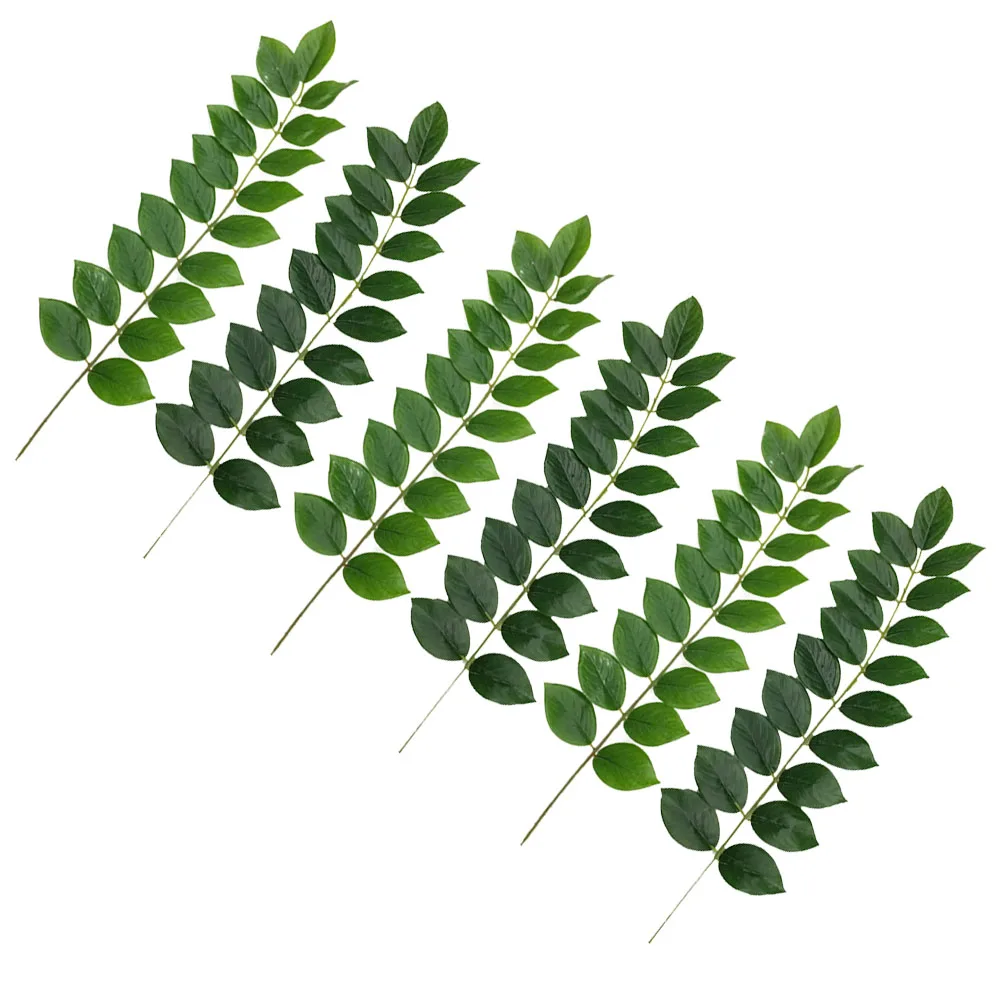 

6 Pcs Artificial Green Plants Lifelike Leaves for Home Plastic Wedding Leaf Decorations Larch Fake Plant