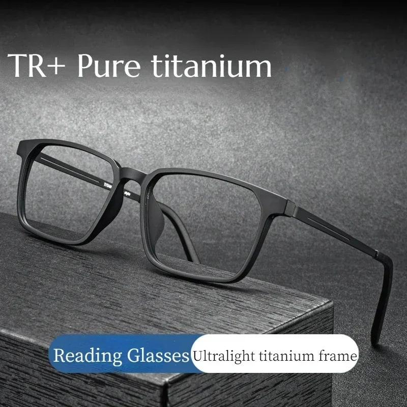 High Quality Pure Titanium Reading Glasses for Men Anti Blue Light Presbyopia Eyewear with Diopter+1.0 To +4.0