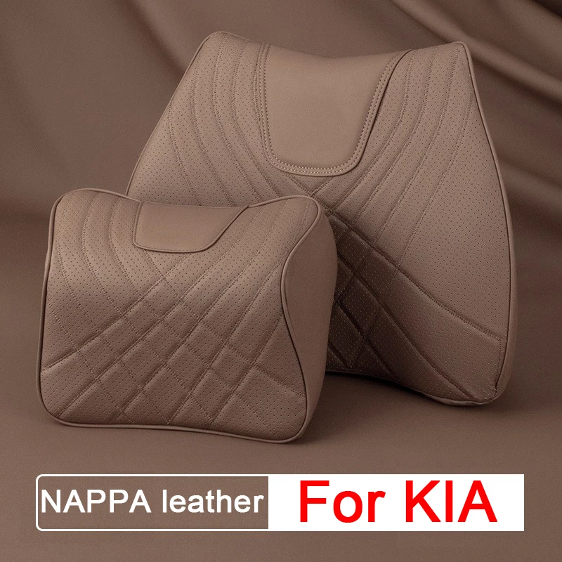 Soft leather Car Neck Pillow Memory Foam Headrest Lumbar Back Support Waist Pillow For KIA RIO Sorento K3 K4 K5 K7 K9 Sportage R