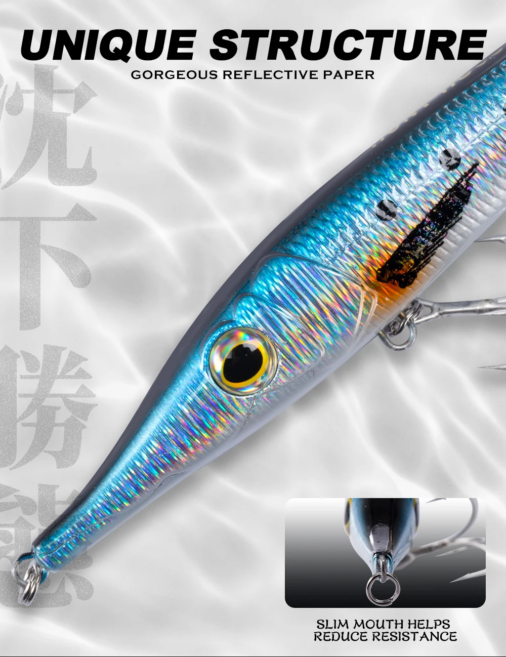 Hunthouse 146mm19/35g Nadel-Zargana-Halbschnabel-Stiftköder, schwimmend, sinkend, weite Wurfweite, harter Köder für Barsch, Thunfisch, Pesca-Angelköder – Detail 7