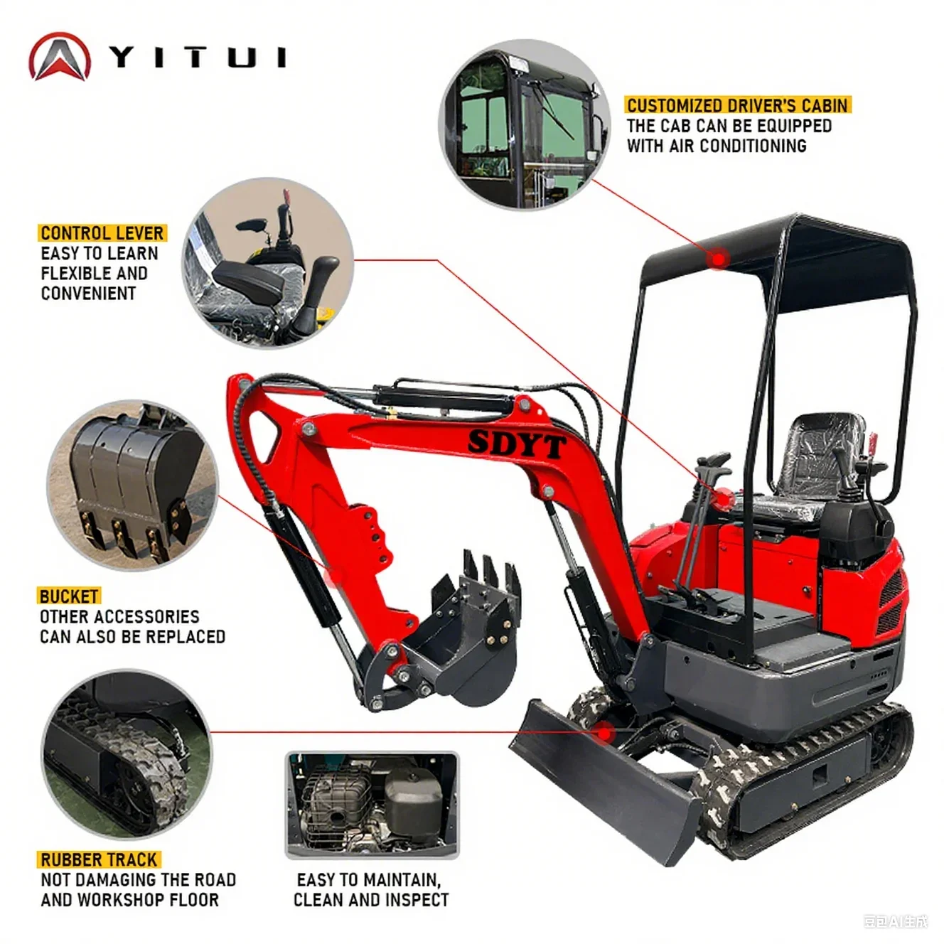 Hot-sell Crawler  2.0 Ton Mini Excavator Ce Epa Euro 5 Koop/Kubota Engine Customized Mini Excavator Quick Delivery