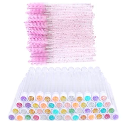 100PCS Disposable Eyelash Brushes Reusable Eyelashes Brush Lash Spoolies Brush Dust-proof Cleaner Storage Tubes Makeup Tool