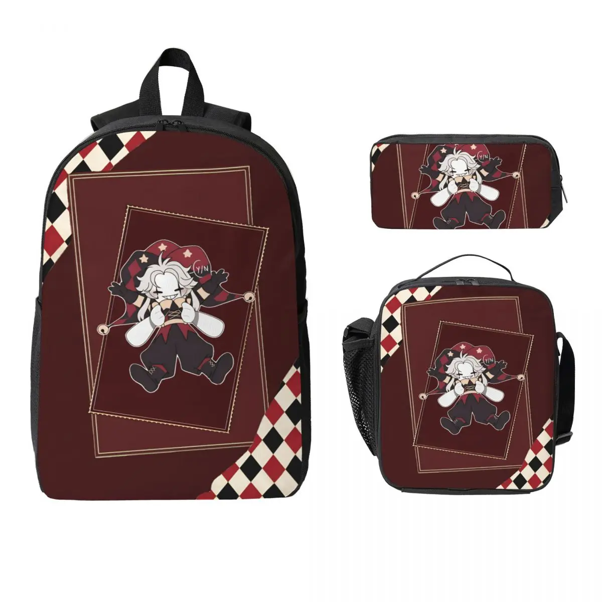 3Pcs Pierrots The Freak Circus School bags Set for Girls Boys Pencil Boxes Backpack Sets with Lunch Box For School Knapsack