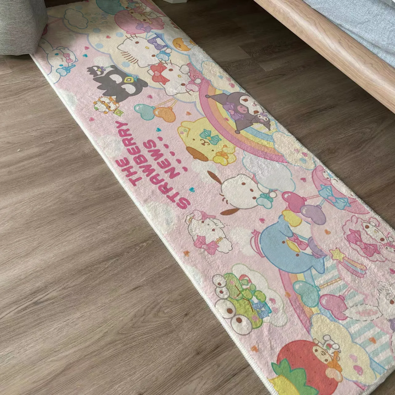 Long Sanrio Family Cute Anime Floor Rug Doormat Carpet Bedroom Livingroom Non-slip Large Mat Cartoon For Boy Girls Acrylic Plush