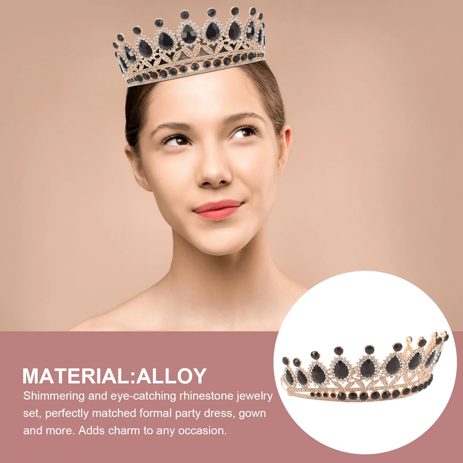 

1Set Vintage Rhinestone Crown Earrings Bridal Jewelry Set Elegant Baroque Wedding Prom Birthday Accessories for Women