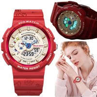 Sanrio Hello Kitty Outdoor Sport Women Watch Multifunction Large Screen LED Electronic Luminous Military Digital Wristwatches