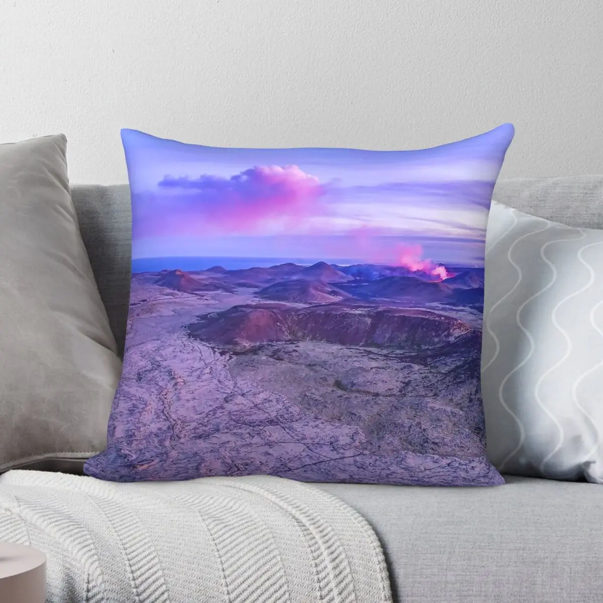 Unearthly Volcanic Eruption Iceland Square Pillowcase Polyester Linen Velvet Pattern Decor Throw Pillow Case Room Cushion Cover