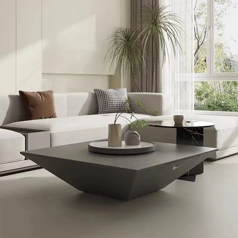 Marble coffee table square living room tempered glass coffee table