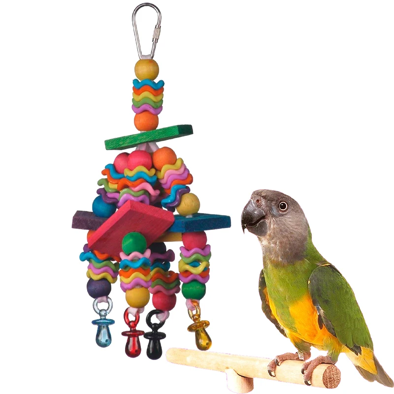 Parrot toy bird supplies  colored beads   acrylic wave pacifie  hanging string  biting string   climbing and biting decoration