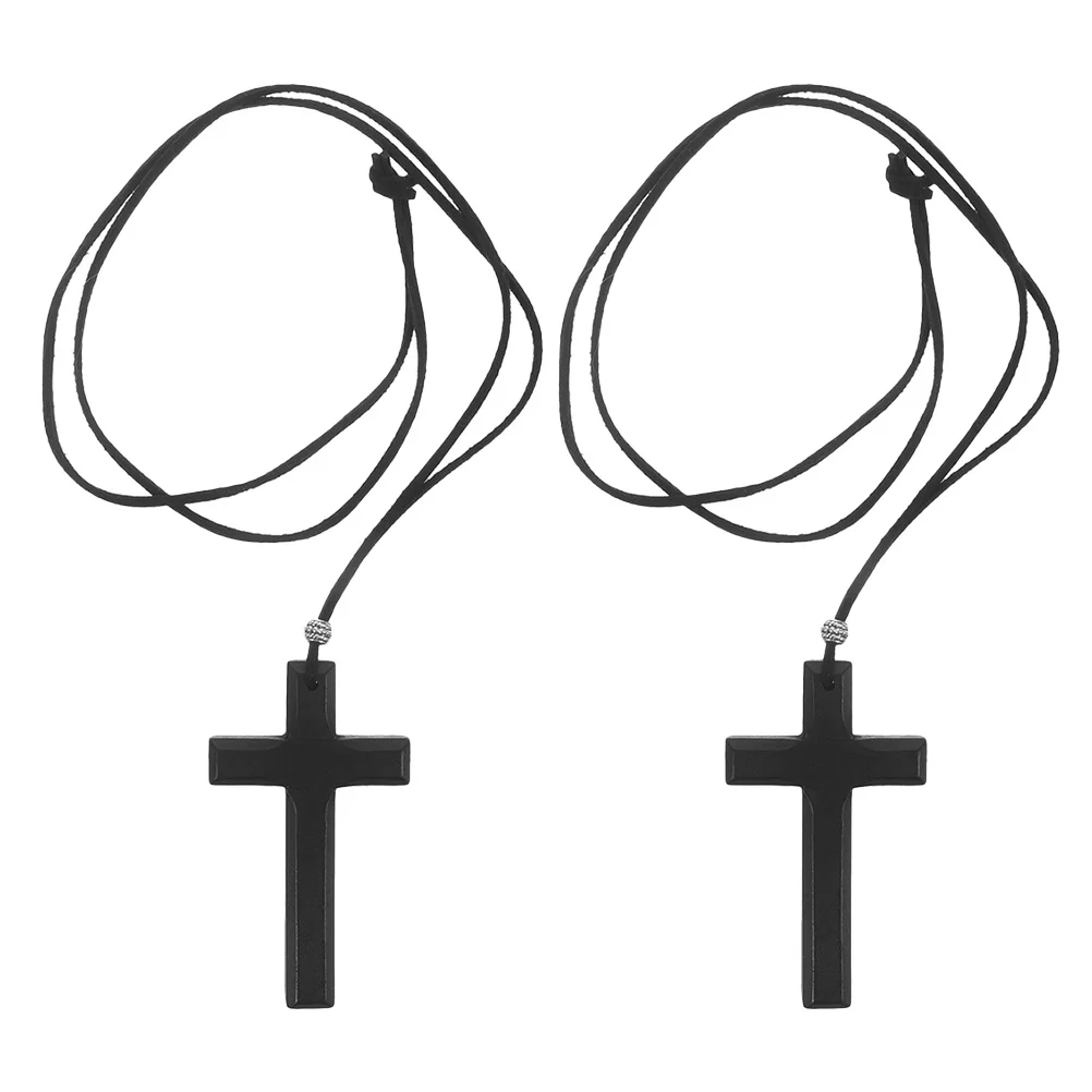 

2Pcs Exquisite Craftsmanship Wooden Crucifix Car Rearview Mirror Decor Nostalgic Charm Interior Accessories Car Decoration