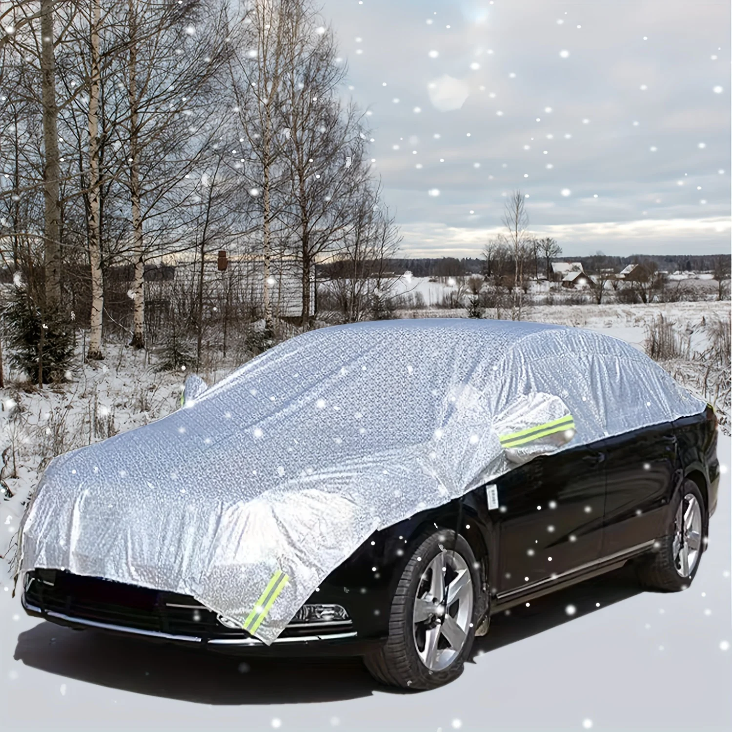 Half Car Body Cover All Weather Rainproof Cover For Winter Waterproof Dustproof UV Resistant Snowproof Sedan Car Cover 