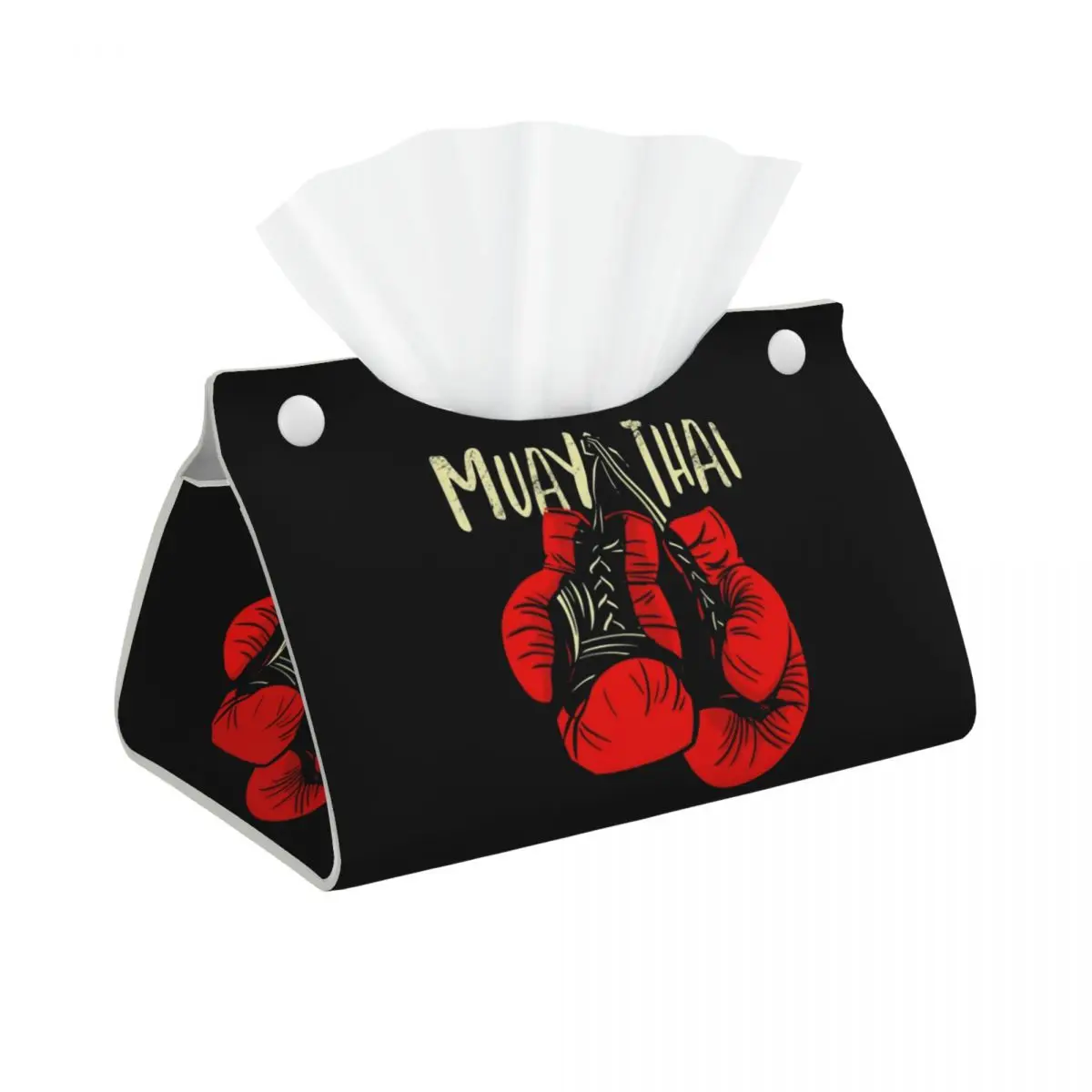 Custom Muay Thai Gloves Tissue Box Holder Rectangular Thailand Boxing Fighter PU Leather Facial Tissue Box Cover for Car Office