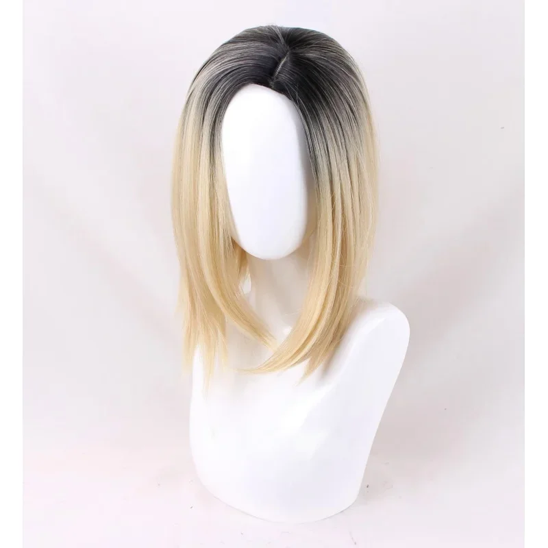 Halloween Bride Of Chucky Women Tiffany Blonde Omber Black Hair Middle Parting Wigs Jennifer Tilly Cosplay Wig WigCap CMM221