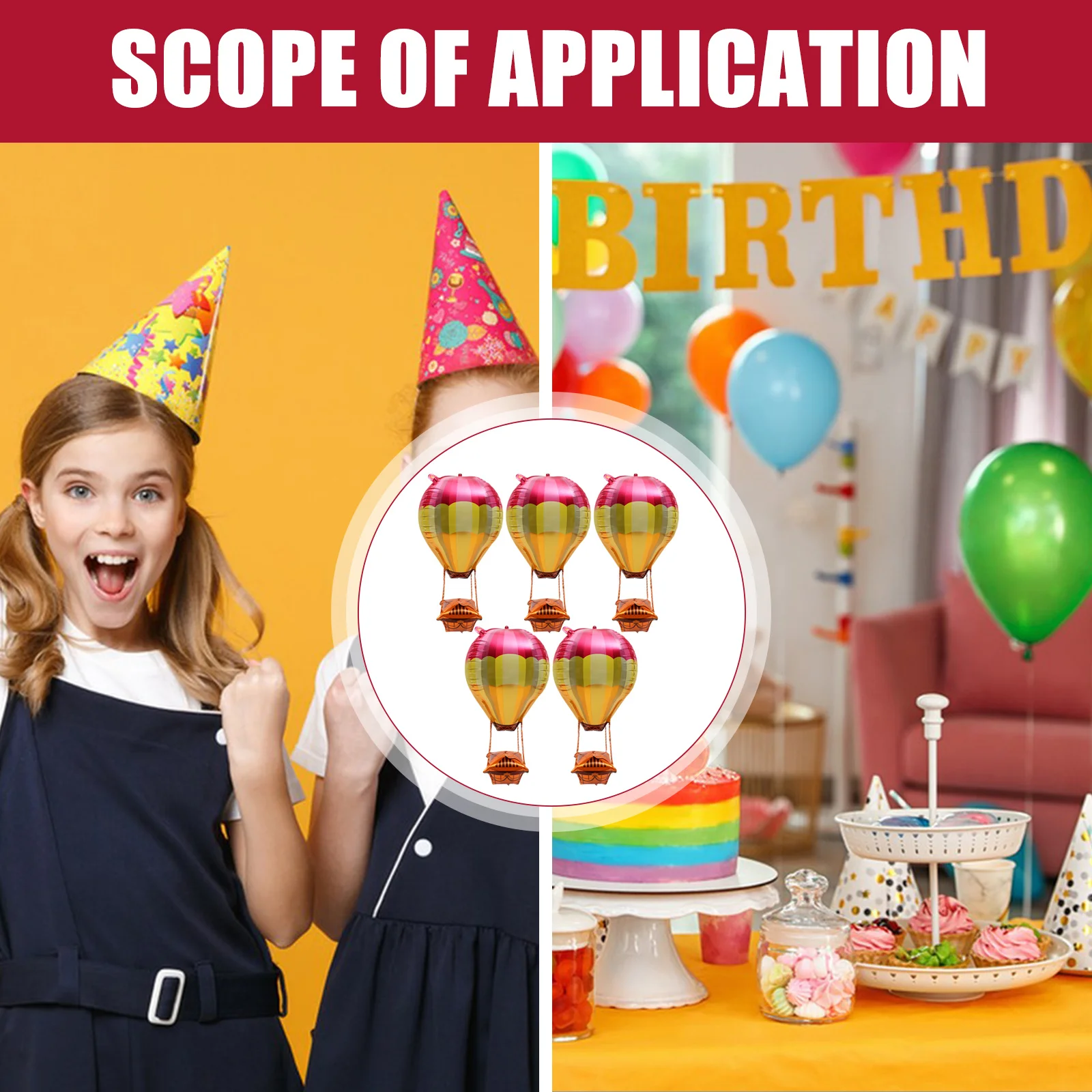 

5pcs 4D Aluminum Film Hot Air Balloon Birthday Wedding Party Decorations Valentine'S Day Balloon Decoration For Graduation