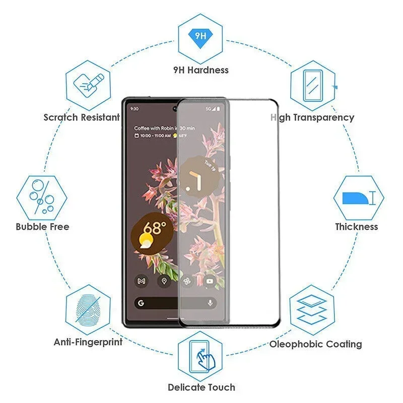

Защитное стекло с полным покрытием для Google Pixel 5 5a 5G 6 6a, черная защита экрана, противоударное закаленное стекло для Google Pixel 4a