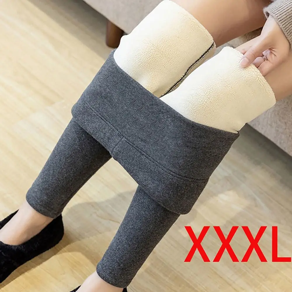 

Autumn Winter Thermal Fleece Lined Leggings Fluffy High Waisted Women Leggings Cashmere Lambskin Women Girl