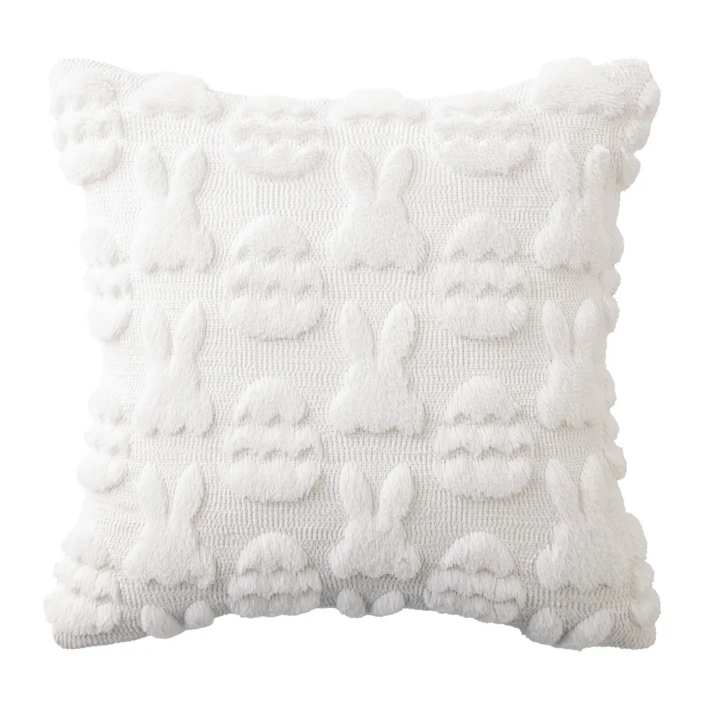 

Наволочка с мультяшным пасхальным кроликом, квадратная, съемная, моющаяся, мягкая плюшевая наволочка для подушки, декор для стула