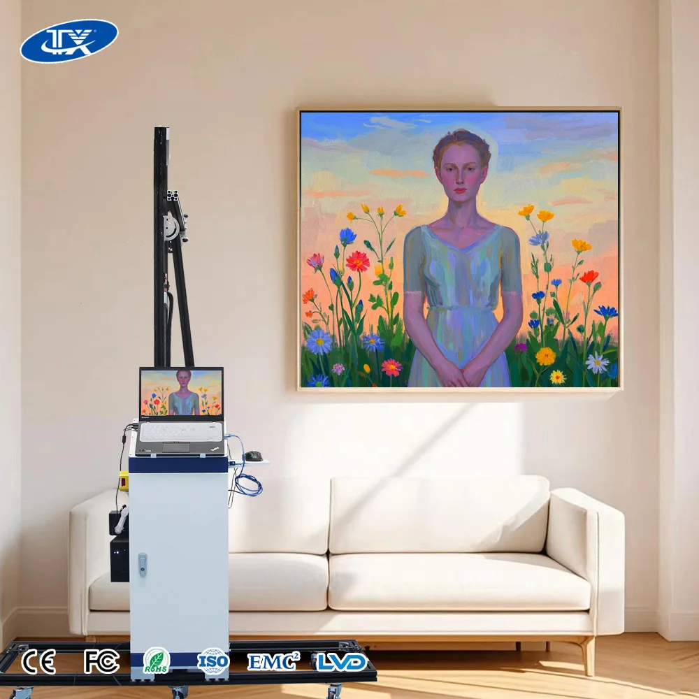 Chinese  Wall Printer Machine Wheels or Track L130 CMYK+W UV 3d Vertical Wall Printing Machine Inkjet Printer