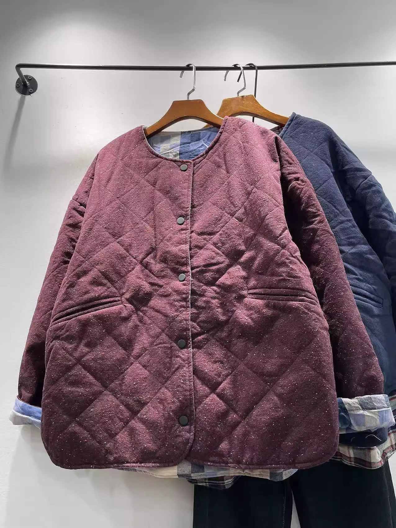 

Bust 124cm pure cotton padded new coats and jackets for women Japanese style reversible winter jacket double-sided outwears