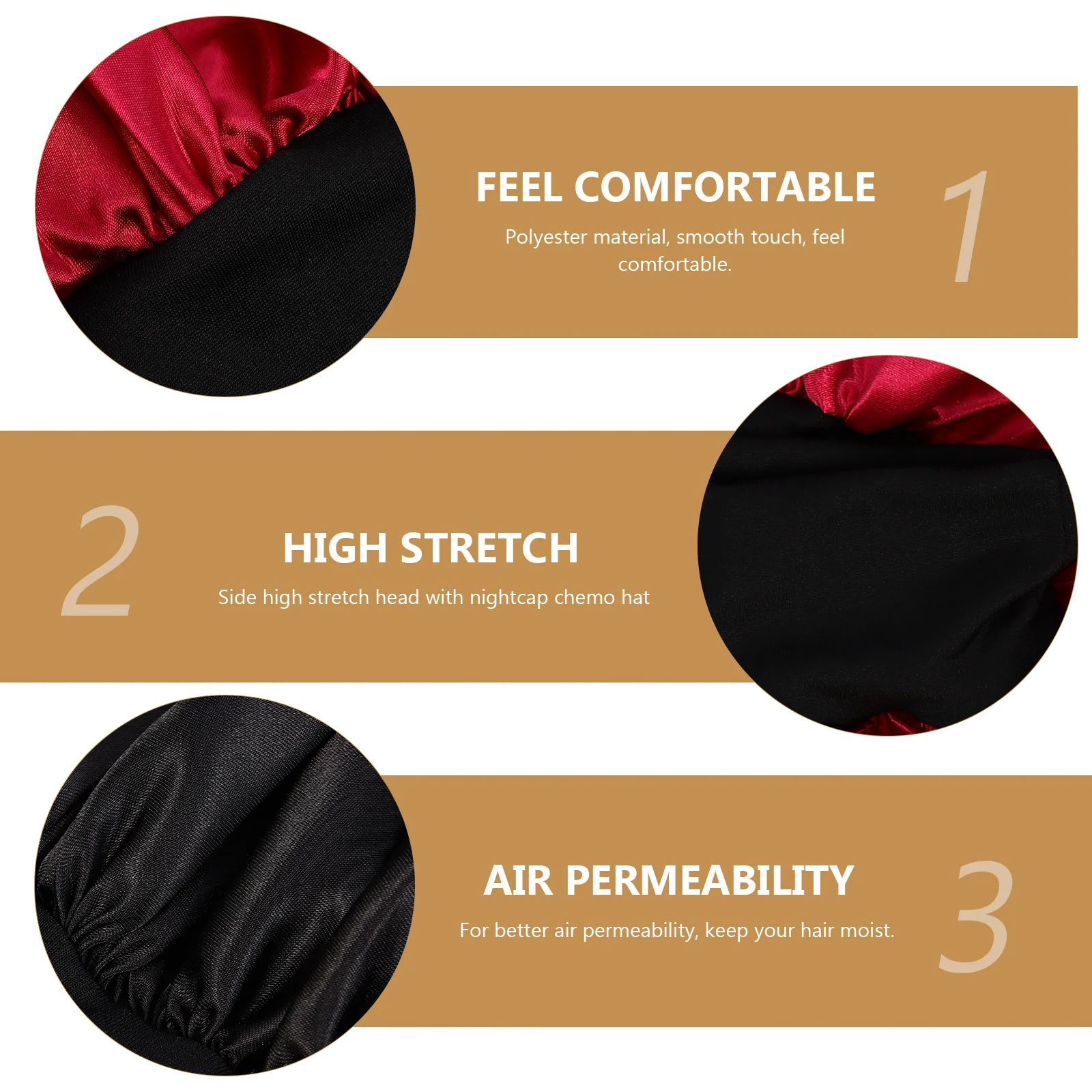 

2pcs Pure Color Elastic Bath Cap For Women Comfortable Bonnet Household Sleep Hat Wide Rim Beanie Head Wrap Durable