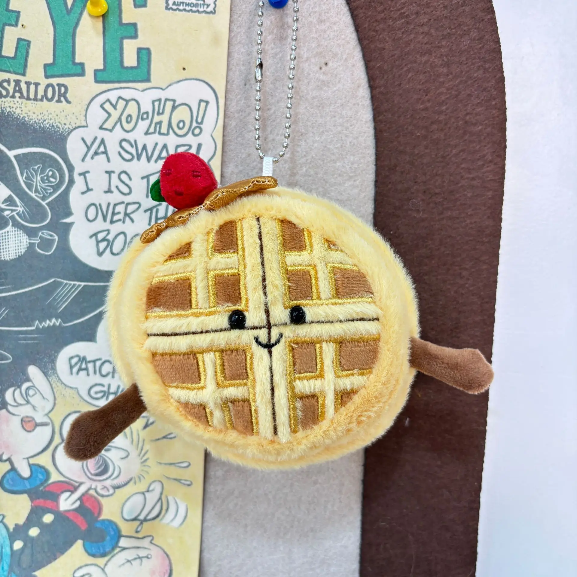 Nourriture en peluche poupée jouet mignon Simulation gaufre en peluche poupée pendentif porte-clés sac pendentif décor créatif nourriture en peluche poupée porte-clés