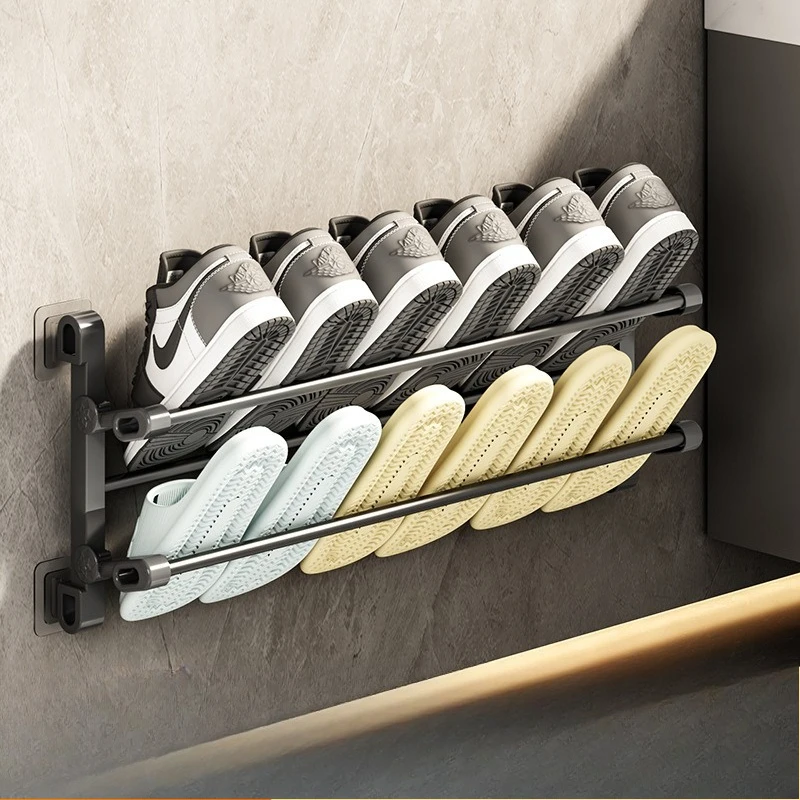 Bathroom Shoe Rack Door Rear Shoe Rack No Punching Wall-mounted Toilet ...